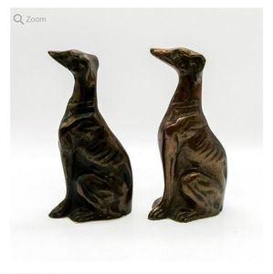 VINTAGE Bronze Greyhound Whippet Dog Bookends